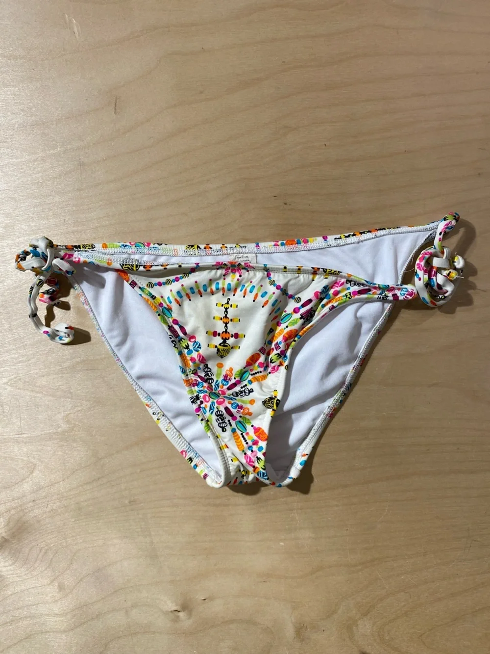Colorful Floral Tie-Side Bikini Bottom Large (RG)